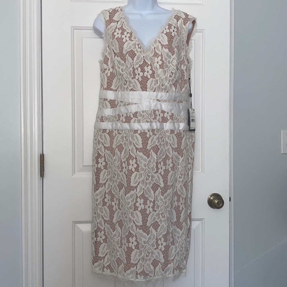 Adrianna Papell white lace dress NWT